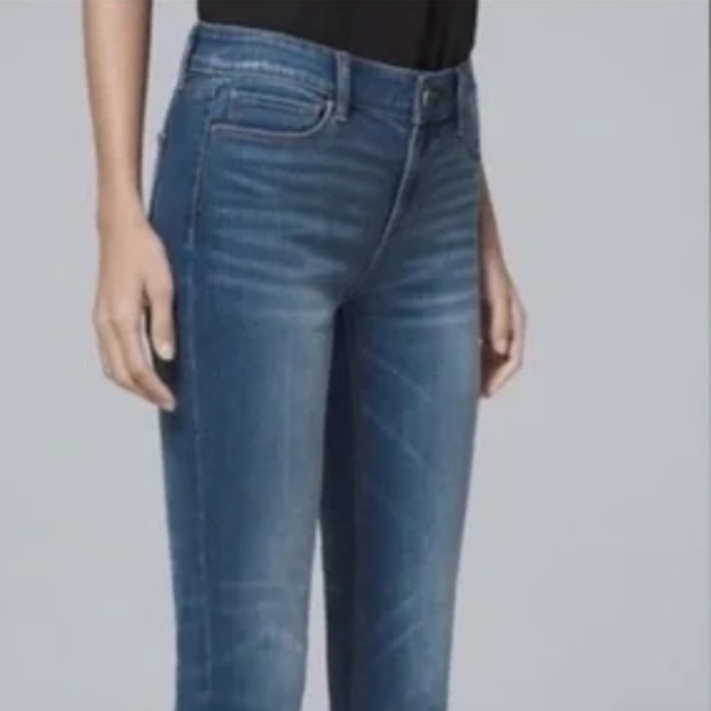 White House Black Market Classic-Rise Black Lace Hem Skinny Ankle Jeans 6